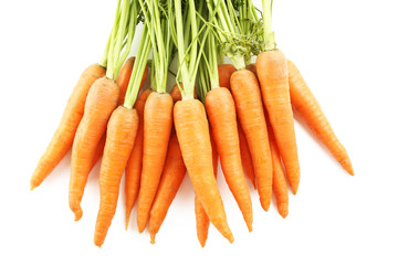 Fresh carrots isolated on a white background