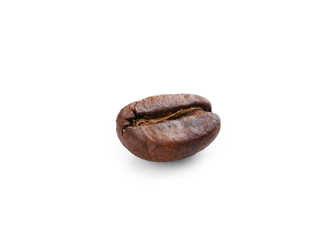 Roasted coffee bean isolated on a white