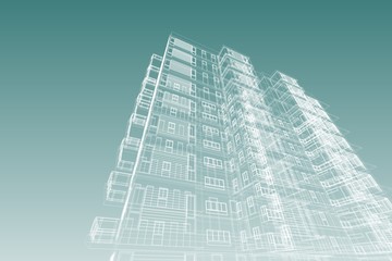 architecture abstract, 3d illustration