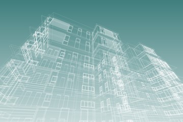 architecture abstract, 3d illustration
