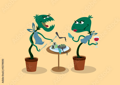 Download "Carnivorous plant cartoon. Funny vector illustration ...