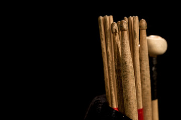 drum sticks for drums, black background