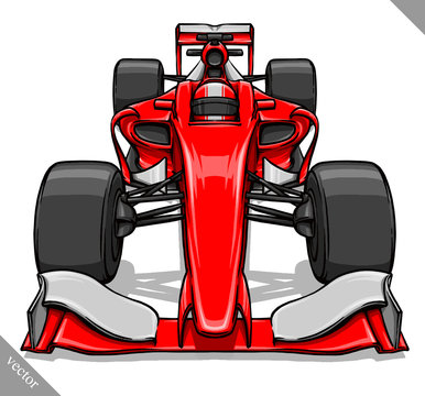front view vector fast cartoon formula race car illustration art