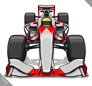 front view vector fast cartoon formula race car illustration art