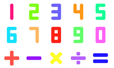 Colorful number and math symbol