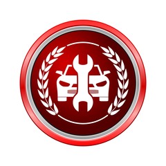 Car service icon, Internet button on white background
