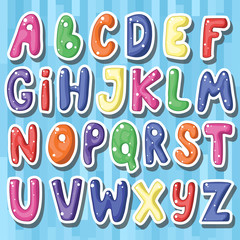 Set of cute childish cartoon colored alphabet i