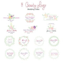 Vector illustration of floral Frame. Set of flowers arranged un a shape design for Thank you card, wedding invitations, birthday cards, calligraphic letters, Emblem and label, Full vector file