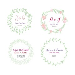 Vector illustration of floral Frame. Set of flowers arranged un a shape design for Thank you card, wedding invitations, birthday cards, calligraphic letters, Emblem and label, Full vector file