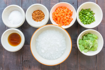 Pure rice in cup with flavor and vegetable