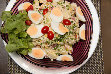  potato salad  hard-boiled eggs and tomato