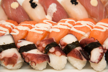 Plate of sushi on white Plate