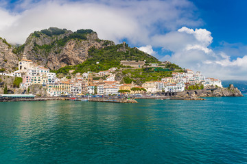 Beautiful town of Amalfi,front view, Amalfi coast, Campania, Italy