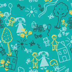 Doodle kids seamless background