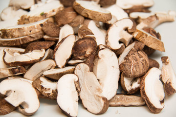  slice fresh mushrooms  view food background.