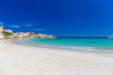 Beautiful town of Otranto and its beach, Salento peninsula, Puglia region, Italy - obrazy, fototapety, plakaty