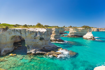 Torre Sant Andrea cliffs, Salento peninsula, Apulia region, South of Italy