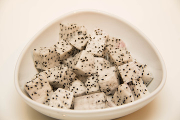  dragon fruit for dessert on plate