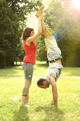 Obraz premium Making exercise in the morning at the park
