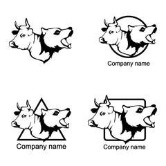 set of head of a bull and bear logo