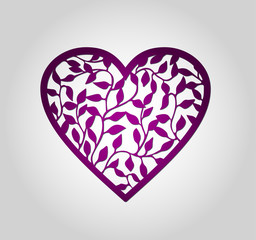 Laser cut heart label. Die cut heart shapes with swirl. - 113802833