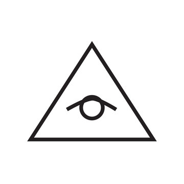 All seeing eye pyramid vector line illustration, icon, symbol, p