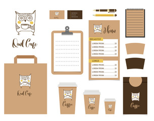 Cafe Stationery, Coffee shop Branding Mock-up, vector menu