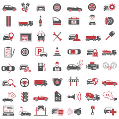 Auto Icons in Red and Black Color - 113803247