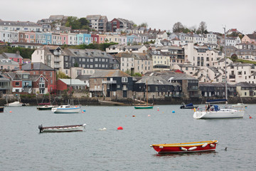 Terraced housing overlooking the deep water harbour at Falmouth UK