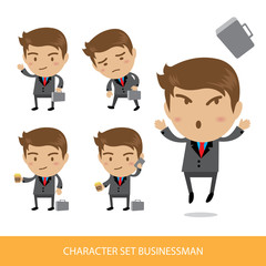 Set of businessman characters poses , vector