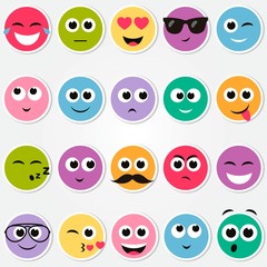 colorful smiley faces stickers set