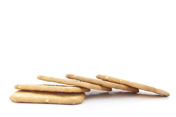 Crackers on white background.