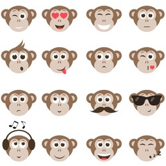 monkey smiley faces set