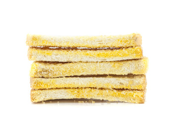 Crispy  bread isolated on white background.