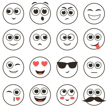 set of smiley faces isolated on white