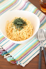 Cod roe Pasta in a bowl