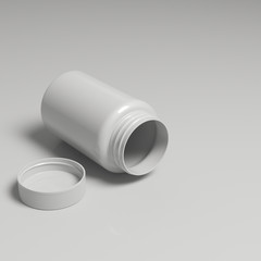 blank pills bottle lying down