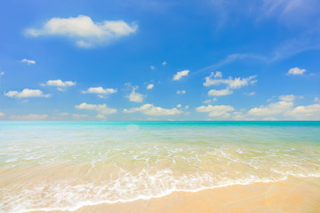 Beautiful sky with sea on the peaceful beach for relax, beach background.