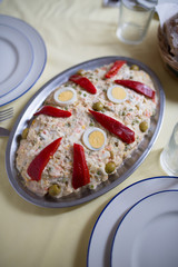 Russian salad on a table