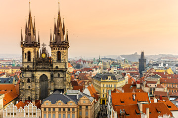 Fototapeta na wymiar Prague, Tyn Church and Old Town Square