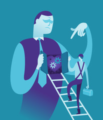 Mechanic fix man's heart, Vector illustration concept.