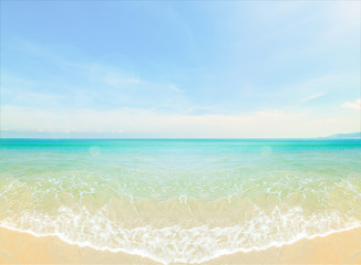 Beautiful sky with sea on the peaceful beach for relax, beach background.
