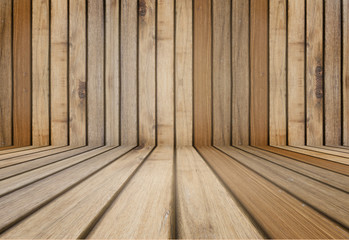 wooden room perspective for background or used for display or present products, wooden floor and wall background
