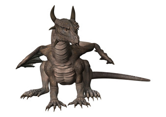 3D Rendering Fantasy Dragon on White