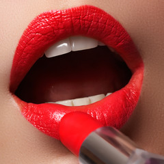 Beauty lips. Beautiful lips close-up, great idea for the advertising of cosmetics. Extreme close up...