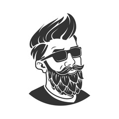 Man with beard in the form of hop vector emblem