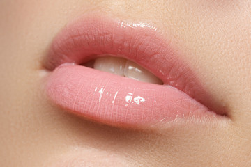Professional make-up. Lipgloss. Lipstick

