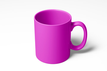 pink mug right handle on white background
