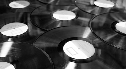 Platten (LP) Hintergrund, Breitbild schwarz weiß