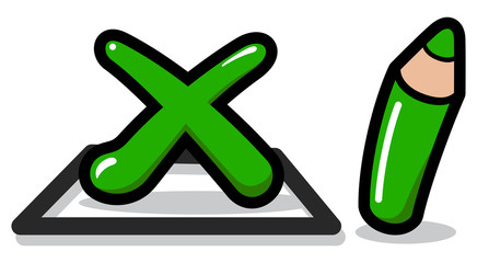 Obraz premium バツ印と緑エンピツ